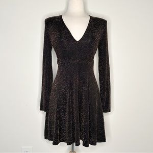 FINAL PRICE❗️CLOSET CLOSING Express Black and Gold Sparkly Fit and Flare Dress